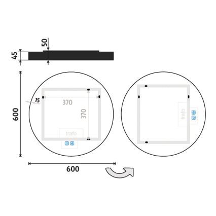 NIMCO ZPC 31000RVX-90 - Dimmbar, bakgrundsbelyst badrumsspegel LED/20W/230V 3000-6500K Ø 60 cm matt svart IP44