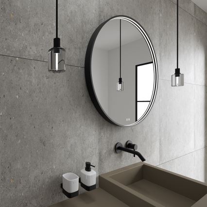 NIMCO ZPC 31001RVX-90 - LED-dimmbar bakbelyst badrumsspegel LED/22W/230V 3000-6500K Ø 70 cm matt svart IP44