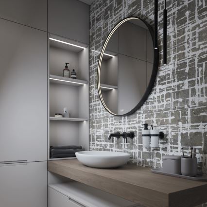 NIMCO ZPC 31001RVX-90 - LED-dimmbar bakbelyst badrumsspegel LED/22W/230V 3000-6500K Ø 70 cm matt svart IP44