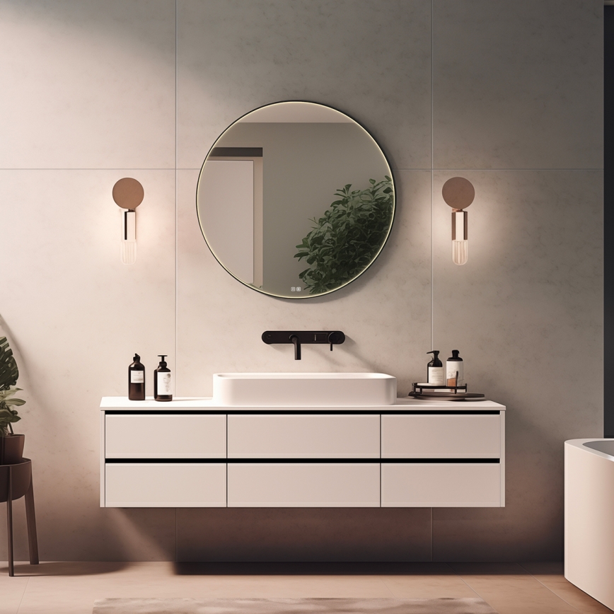 NIMCO ZPC 31001RVX-90 - LED-dimmbar bakbelyst badrumsspegel LED/22W/230V 3000-6500K Ø 70 cm matt svart IP44