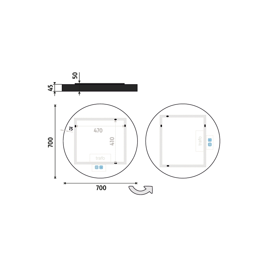 NIMCO ZPC 31001RVX-90 - LED-dimmbar bakbelyst badrumsspegel LED/22W/230V 3000-6500K Ø 70 cm matt svart IP44