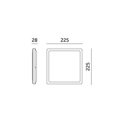 LED Badrumsplafond NIVERA LED/12W/230V IP54 3000/4000/6000K 22,5x22,5 cm svart