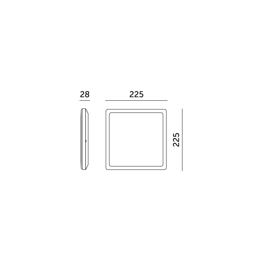 LED Badrumsplafond NIVERA LED/12W/230V IP54 3000/4000/6000K 22,5x22,5 cm svart