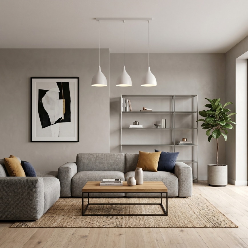 NOAK CLASSIC pendellampa med kabel, 3xE27/15W/230V, krämfärgad