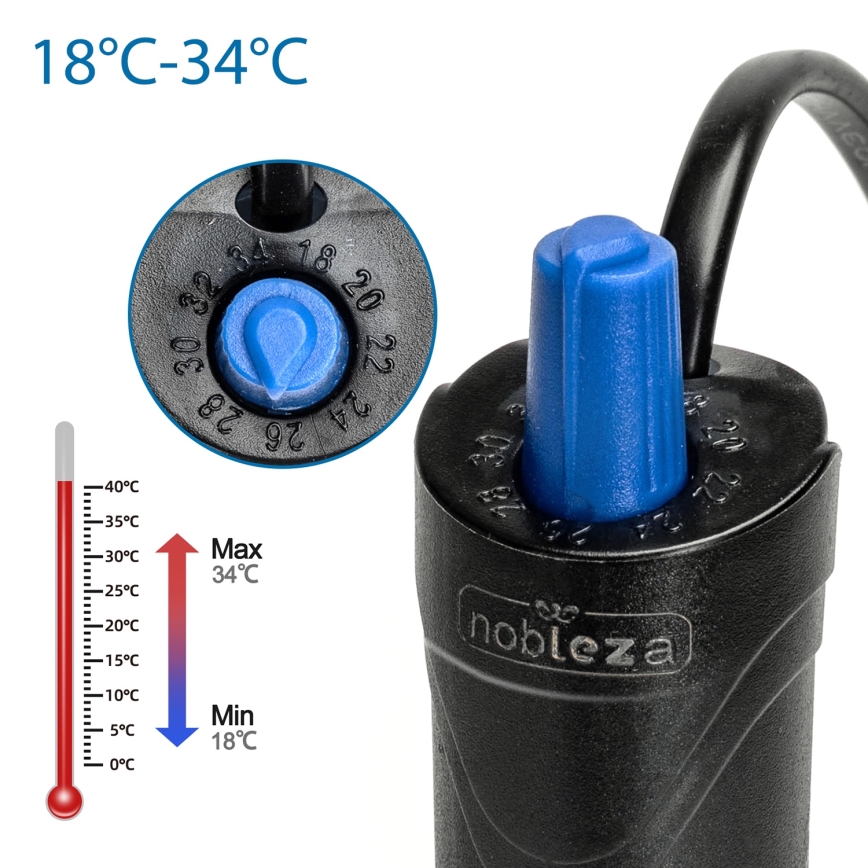 Nobleza - Akvarievärmare 100 W i rostfritt stål
