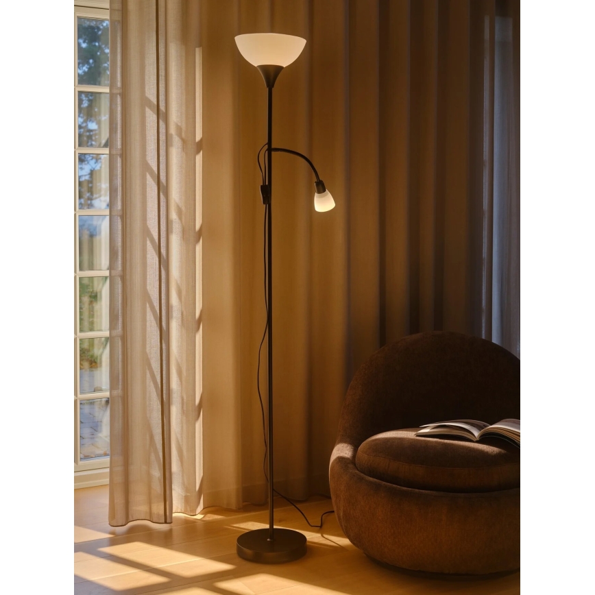Nordlux - Golvlampa LAURIA 1xE27/40W/230V + 1xE14/15W svart
