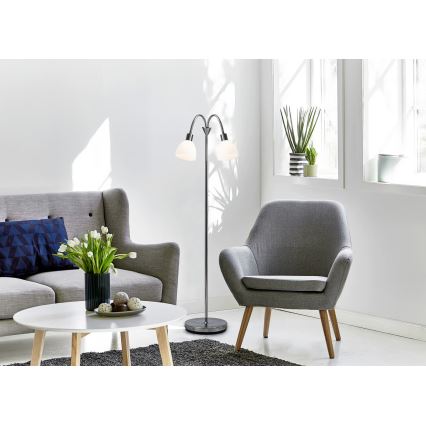 Nordlux - Golvlampa RAY 2xE14/25W/230V blank krom