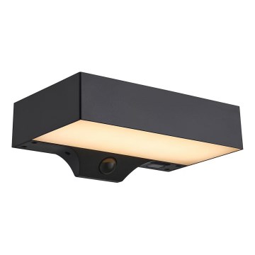 Nordlux - LED solcellsvägglampa med sensor MONAY LED/5W/5V 3000K IP44 2000 mAh svart