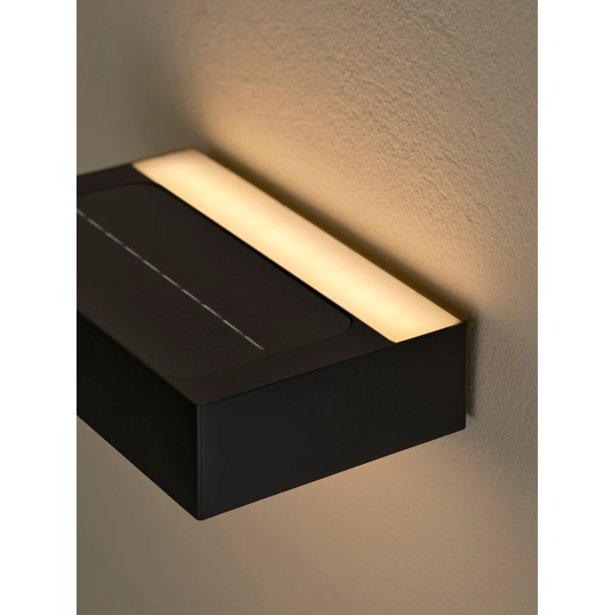 Nordlux - LED solcellsvägglampa med sensor MONAY LED/5W/5V 3000K IP44 2000 mAh svart