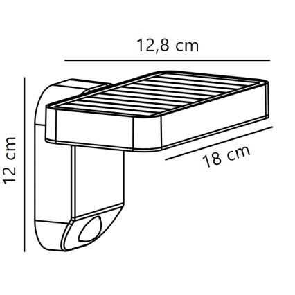 Nordlux - LED solcellsvägglampa med sensor RICA LED/5W/3,7V IP44 2200 mAh fyrkantig