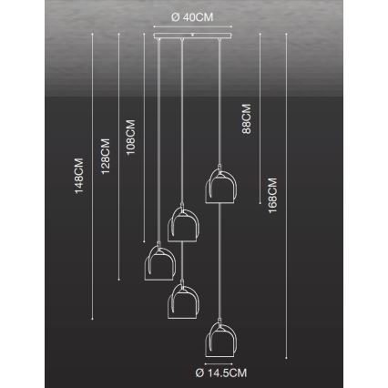 Nordlux - Ljuskrona med textilsladd BOSHI 5xE14/40W/230V