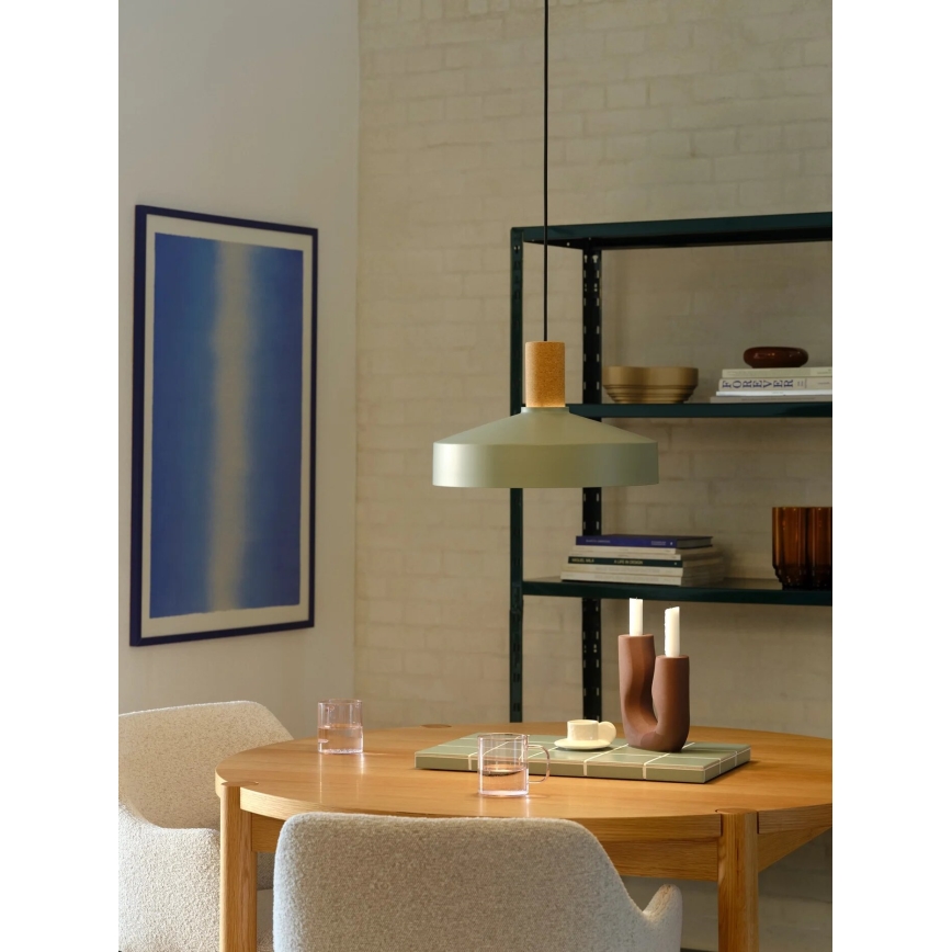 Nordlux - Ljuskrona med textilsladd ELVAS 1xE27/60W/230V diameter 37,5 cm grön