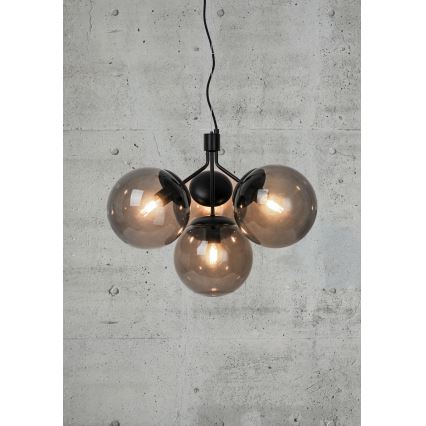 Nordlux - Ljuskrona med textilsladd IVONA 4xE27/28W/230V svart