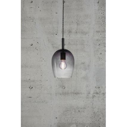 Nordlux - Pendellampa på kabel UMA 1xE27/40W/230V Ø 18 cm svart/rökfärgad