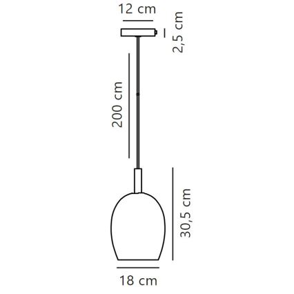 Nordlux - Pendellampa på kabel UMA 1xE27/40W/230V Ø 18 cm svart/rökfärgad