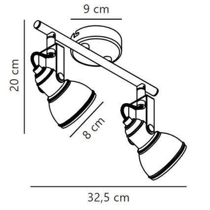 Nordlux - Spotlight ASLAK 2xGU10/35W/230V svart
