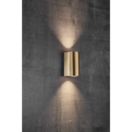 Nordlux - Utomhus vägglampa CANTO 2xGU10/28W/230V IP44 mässing