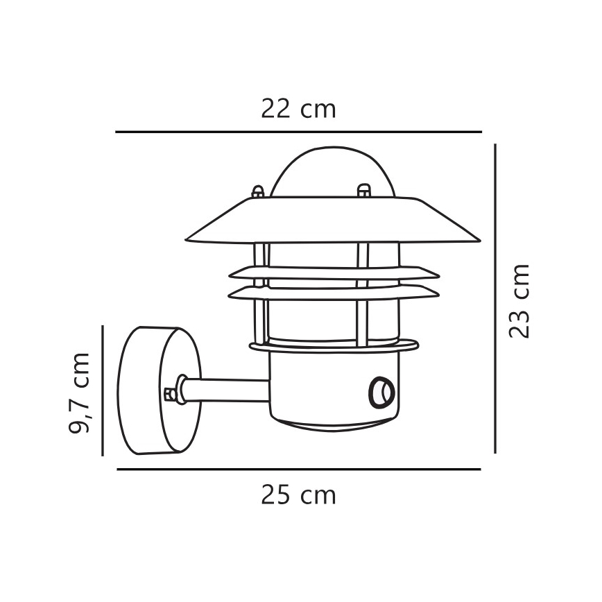 Nordlux - Utomhus vägglampa med sensor BLOKHUS 1xE27/60W/230V IP54 svart