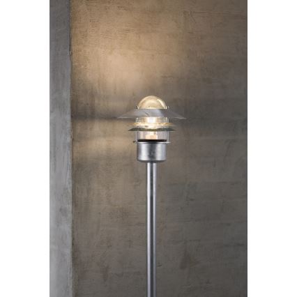 Nordlux - Utomhuslampa BLOKHUS 1xE27/60W/230V IP54 silverfärgad 92 cm