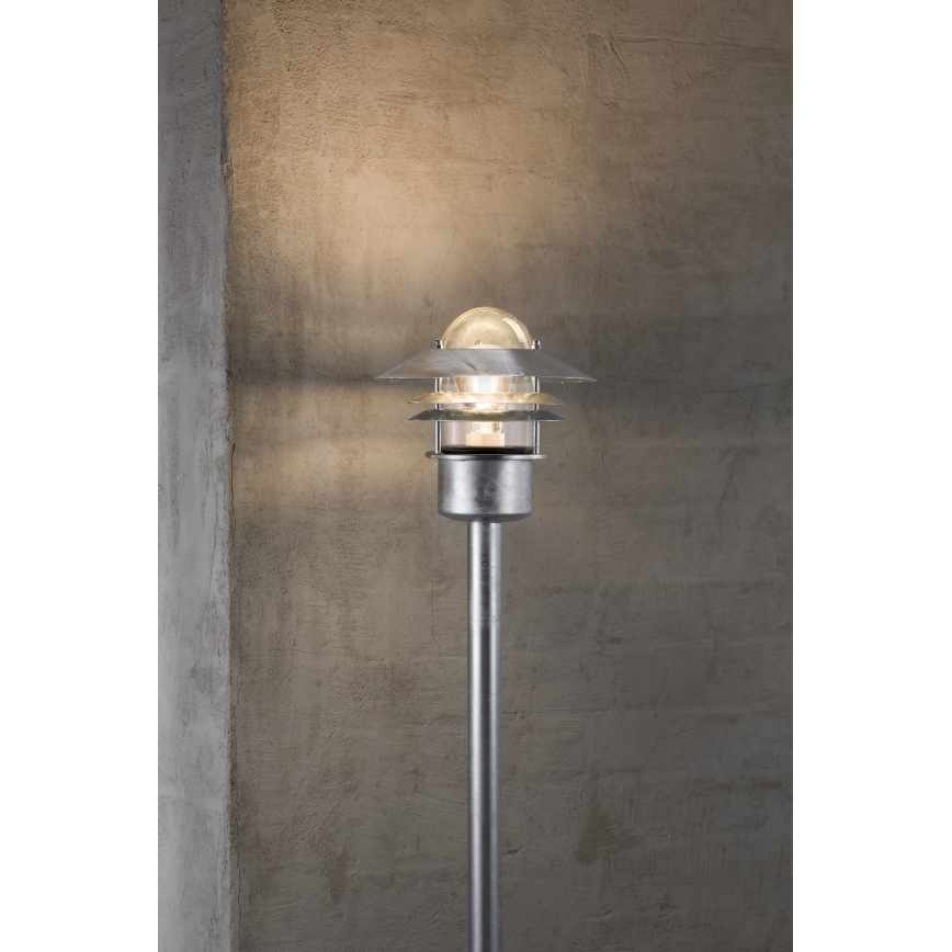 Nordlux - Utomhuslampa BLOKHUS 1xE27/60W/230V IP54 silverfärgad 92 cm
