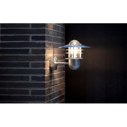 Nordlux - Utomhusvägglampa AGGER 1xE27/60W/230V IP54 silver