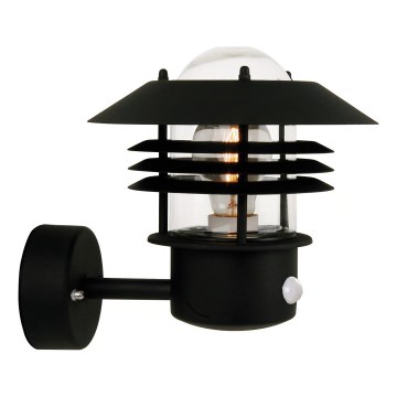 Nordlux - Utomhusvägglampa med sensor VEJERS 1xE27/60W/230V IP54, silver