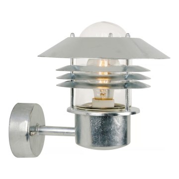 Nordlux - Utomhusvägglampa VEJERS 1xE27/60W/230V IP54 silverfärgad