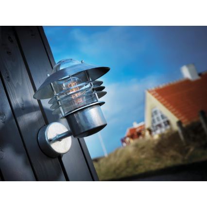 Nordlux - Utomhusvägglampa VEJERS 1xE27/60W/230V IP54 silverfärgad