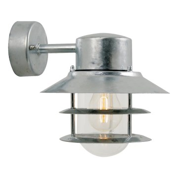 Nordlux - Vägglampa för utomhusbruk BLOKHUS 1xE27/60W/230V IP54 silver