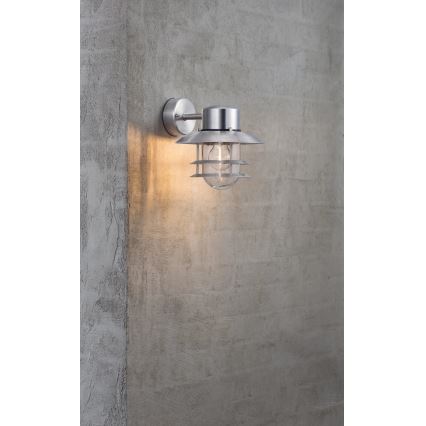 Nordlux - Vägglampa för utomhusbruk BLOKHUS 1xE27/60W/230V IP54 silver