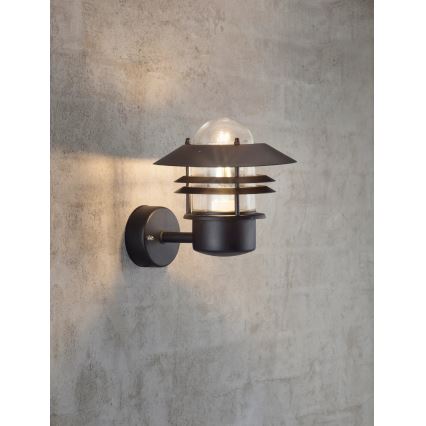 Nordlux - Vägglampa för utomhusbruk BLOKHUS 1xE27/60W/230V IP54 svart