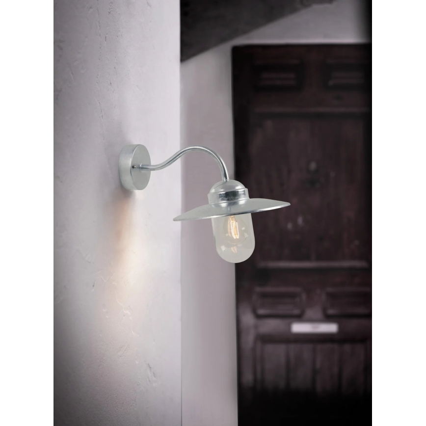Nordlux - Vägglampa för utomhusbruk LUXEMBOURG 1xE27/60W/230V IP54 silver