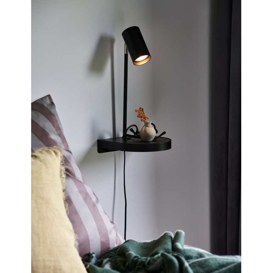 Nordlux - Vägglampa med hylla CODY 1xGU10/15W/230V svart