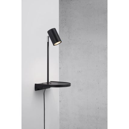 Nordlux - Vägglampa med hylla CODY 1xGU10/15W/230V svart