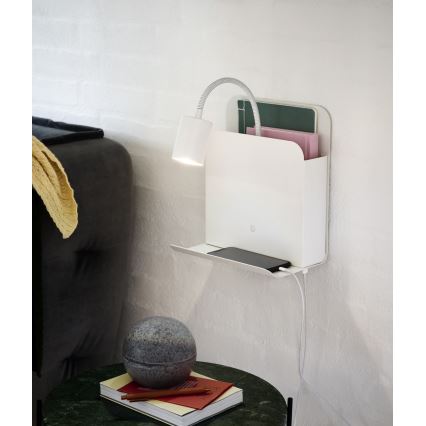 Nordlux - Väggspotlight med hylla och USB ROOMI 1xGU10/8W/230V vit