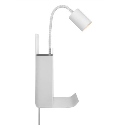 Nordlux - Väggspotlight med hylla och USB ROOMI 1xGU10/8W/230V vit