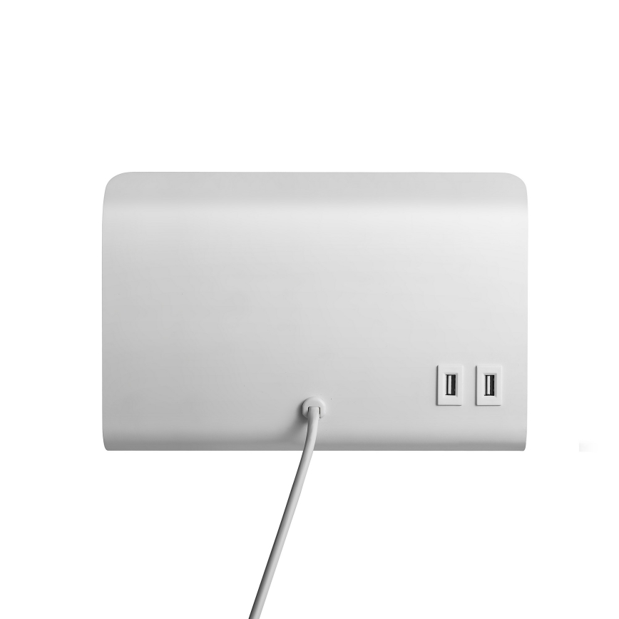 Nordlux - Väggspotlight med hylla och USB ROOMI 1xGU10/8W/230V vit