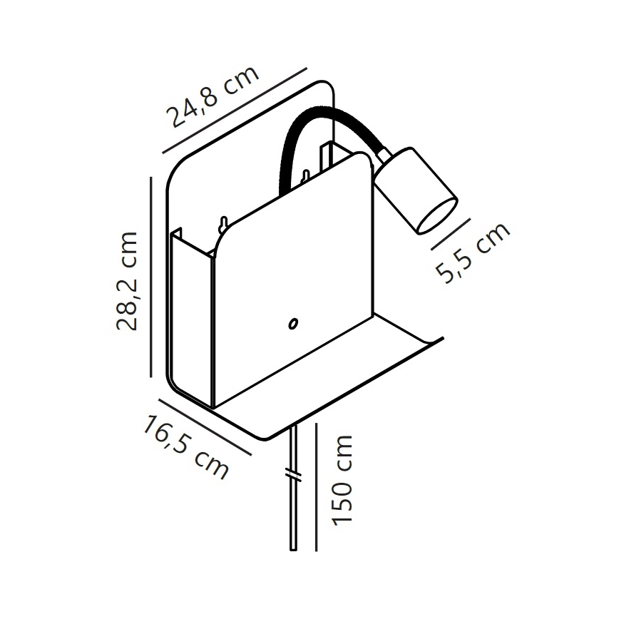 Nordlux - Väggspotlight med hylla och USB ROOMI 1xGU10/8W/230V vit