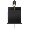 Nordlux - Väggspotlight med hylla och USB ROOMI 1xGU10/8W/230V svart