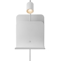 Nordlux - Väggspotlight med hylla och USB ROOMI 1xGU10/8W/230V vit