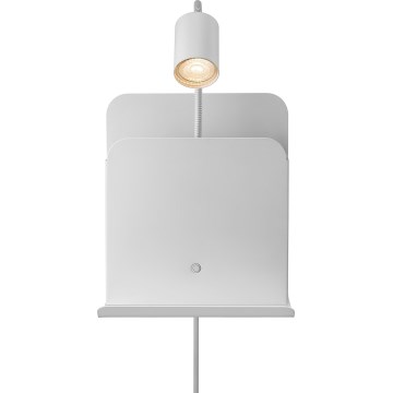 Nordlux - Väggspotlight med hylla och USB ROOMI 1xGU10/8W/230V vit