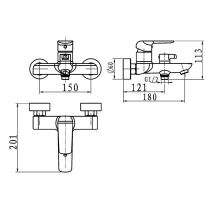 Novaservis - Badkarsblandare NOBLESS TINA polerad krom