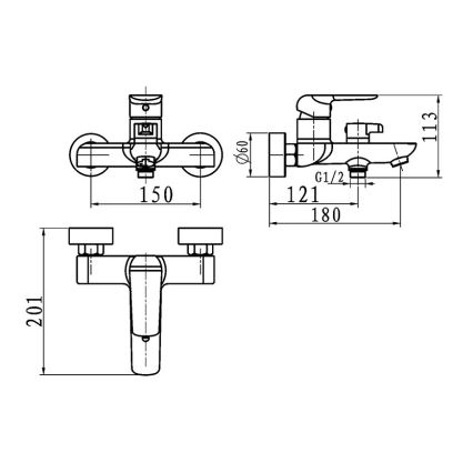 Novaservis - Badkarsblandare NOBLESS TINA vit