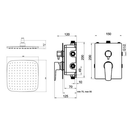 Novaservis - Duschset med dold kran METALIA ECO matt svart