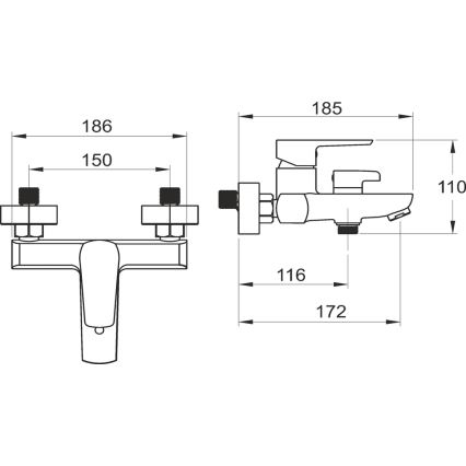 Novaservis - Kran till badkar METALIA skinande krom