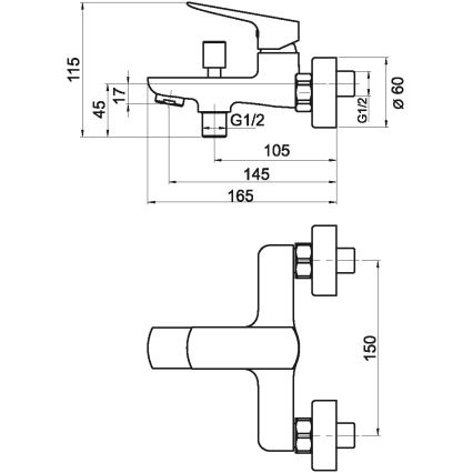 Novaservis - Kran till badkar NOBLESS EGO matt svart