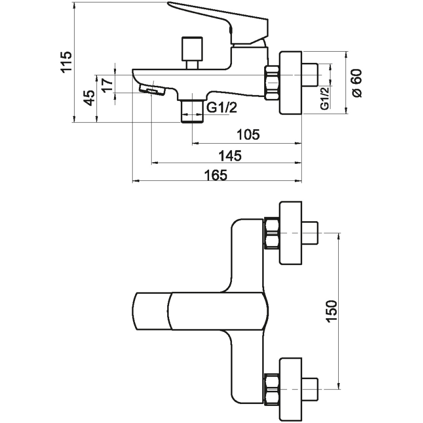 Novaservis - Kran till badkar NOBLESS EGO matt svart
