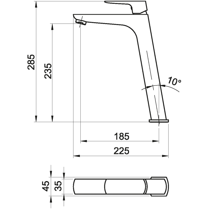 Novaservis - Kran till handfat NOBLESS EGO 28,5 cm matt svart