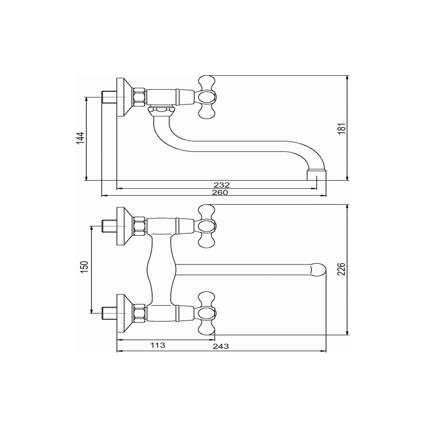 Novaservis - TITANIA RETRO disk- och tvättställsblandare, blank krom