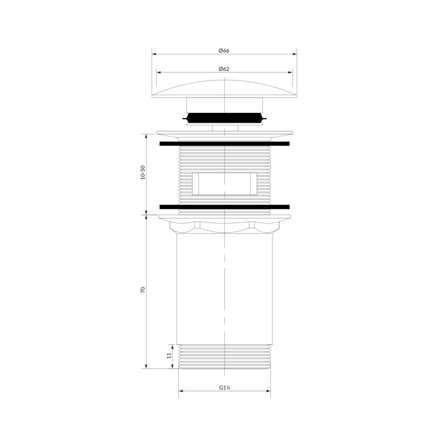 OMNIRES A706BM - Tvättställsventil CLICK-CLACK Ø 6,6 cm matt vit